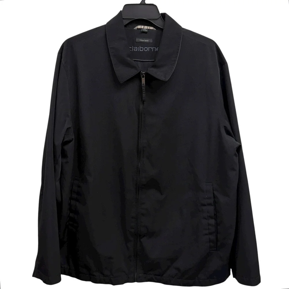Claiborne Men's Size XL Foam Tech Outerwear Black Zip Up Coat Jacket